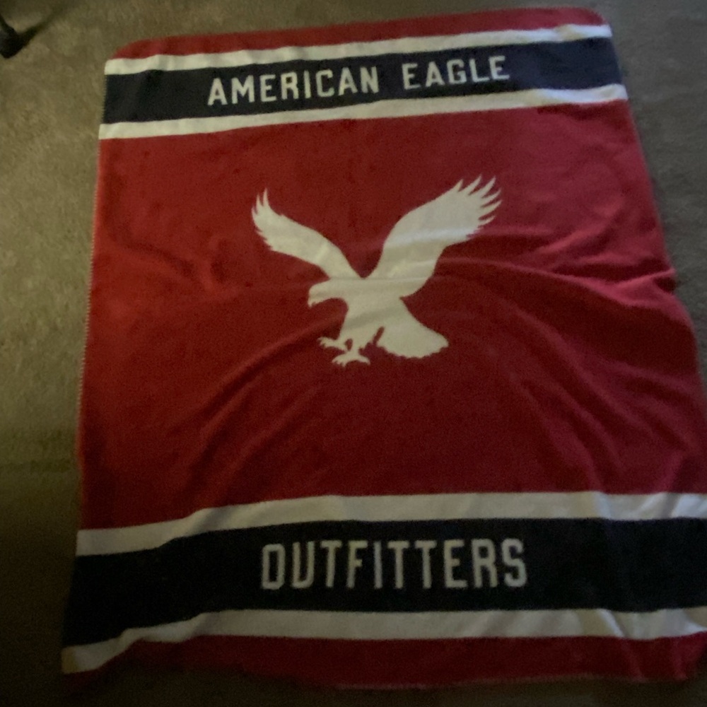 American Eagle Outfitters Red and White Throw Blanket